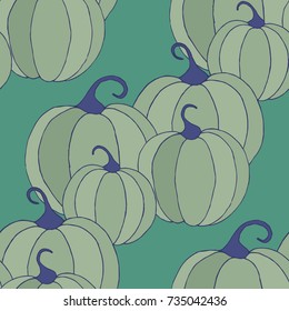 Pumpkins Seamless Pattern. Halloween Background. Colorful Rapport for Textile, Fabric, Wallpaper. Seamless Texture with Vegetables