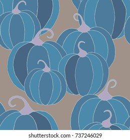 Pumpkins Seamless Pattern. Halloween Background. Colorful Rapport for Textile, Fabric, Wallpaper. Seamless Texture with Vegetables