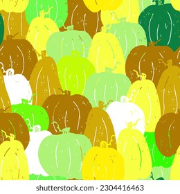 Pumpkins, seamless pattern shabby texture abstract grunge background, trendy grungy print