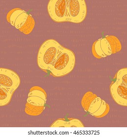 Pumpkins. seamless pattern. vector background with hand drawn pumpkins