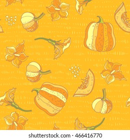 Pumpkins. seamless pattern. vector hand drawn background