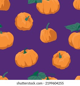 Pumpkins. Seamless pattern of pumpkins. Vector image.