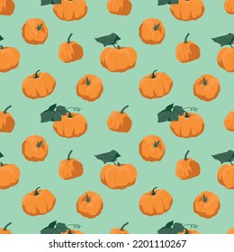 Pumpkins. Seamless pattern of pumpkins. Vector image.