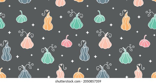 pumpkins seamless pattern.cute colored pumpkins seamless pattern.Cute design for Halloween or Thankful day.Harvest festival or Thanksgiving day.Design for web banner,wrapping paper,geeting card,cover