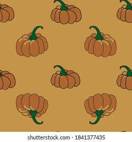 Pumpkins seamless vector repeat orange background surface pattern design