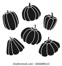 Pumpkins set. Silhouette on white background. Vector illustration
