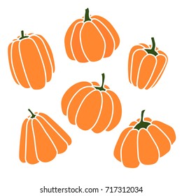Pumpkins set. Silhouette on white background. Vector illustration
