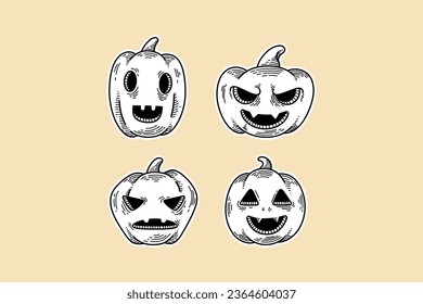 Kürbisse formen halloween-doodartige Concept-Illustration-Set Premium-Kollektion