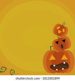 Pumpkins show emotion on yellow background.the symbol of Halloween day.vector style.flat design.