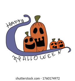 Pumpkins with sign and ribbon, vector design for banner, poster, greeting card, party invitation.