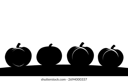 Siluetas de calabazas sobre fondo blanco. Ilustración vectorial de Halloween. Ilustración de fondo de Vector plano