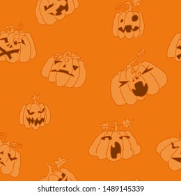 pumpkins simple pattern on orange background halloween illustration