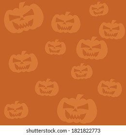 pumpkins with sinister face on color background