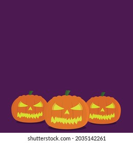 pumpkins with smiley faces on purple background