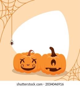 pumpkins and spider halloween scene