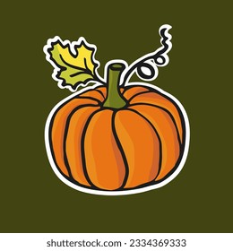 Pumpkins thanksgiving sticker illustration, vector hand drawn fall decor