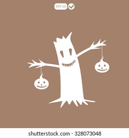 pumpkins and tree branches.