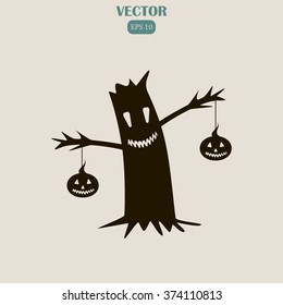 pumpkins and tree branches.