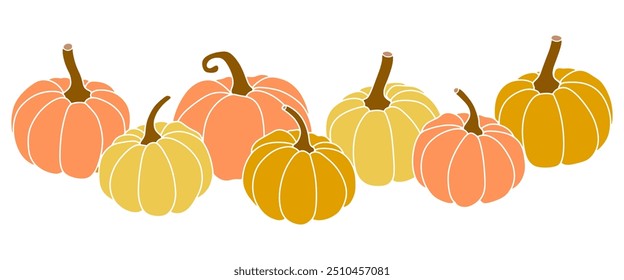 pumpkins vector illustration Fall and Thanksgiving season. Vector isolated on white background