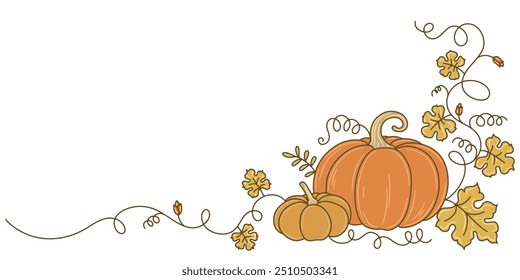 pumpkins vector illustration Fall and Thanksgiving season. Vector isolated on white background. Flat design style	