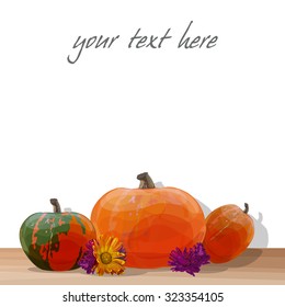 Pumpkins vector illustration, having enough space for your text.