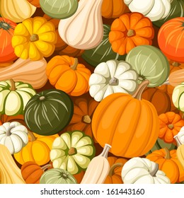 Pumpkins. Vector seamless background.