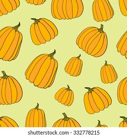 Pumpkins vector seamless pattern. Perfect background with hand drawn pumpkins.