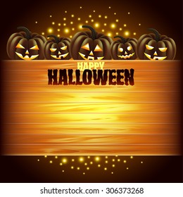 Pumpkins and wooden texture Halloween background detailed vector