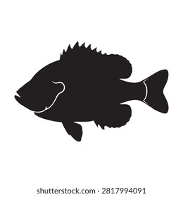 Pumpkinseed sunfish silhouette icon vector flat design.