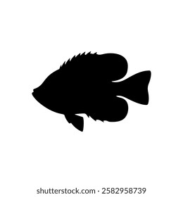 Pumpkinseed sunfish silhouette vector flat illustration design on white background.