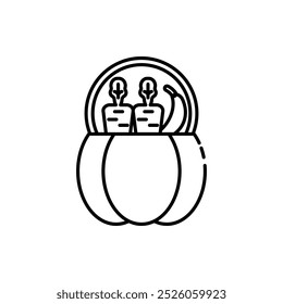 Icono de contenedor con forma de calabaza que contiene zanahorias y plátanos. Símbolo de la agricultura Perfecto para el Diseño web, móvil, impresión, etc. aislado en el fondo blanco