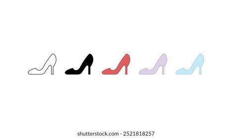 Pumps black line icon. Pictogram for web page, mobile app, promo. UI UX GUI design element. High heel women shoes, graphic icon. Sign stiletto heels isolated on white background. Female red and black 