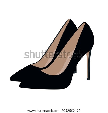 Pumps in black with stiletto heels. Vector illustration
