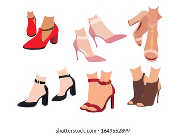 Conjunto de zapatos de mujeres vectoriales