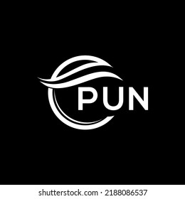 PUN letter logo design on black background. PUN creative circle logo. PUN initials  letter logo concept. PUN letter design.