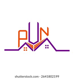 PUN Real State logo design, PUN simple and modern logo. PUN luxurious alphabet design  
