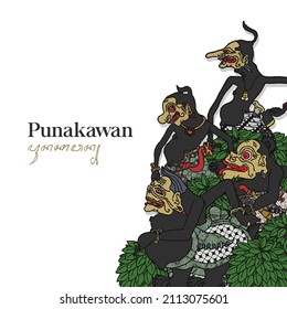 Punakawan wayang illustration. Hand drawn Indonesian shadow puppet. svg