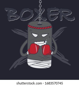Punch Bag Boxer Charakter - Vektorillustration