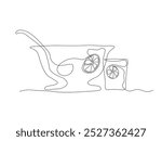 punch bowl, continuous one line art hand drawing sketch, logo