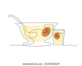 punch bowl, continuous one line art hand drawing sketch, logo