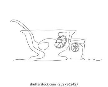 punch bowl, continuous one line art hand drawing sketch, logo
