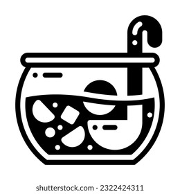 Punch Bowl Glyph Icon. Perfect for Graphic Design, Mobile, UI, and Web Masterpieces