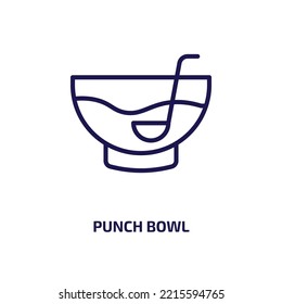 punch bowl icon from education collection. Thin linear punch bowl, bowl, sport outline icon isolated on white background. Line vector punch bowl sign, symbol for web and mobile