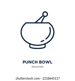 punch bowl icon from education collection. Thin linear punch bowl, bowl, punch outline icon isolated on white background. Line vector punch bowl sign, symbol for web and mobile