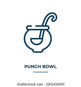 Punch bowl icon. Linear vector illustration from thanksgiving collection. Outline punch bowl icon vector. Thin line symbol for use on web and mobile apps, logo, print media.