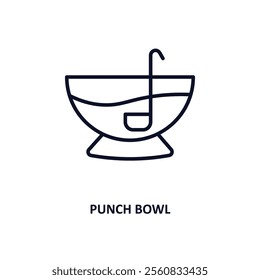 punch bowl outline icon.  Thin line icon from education collection. Editable vector isolated on white background