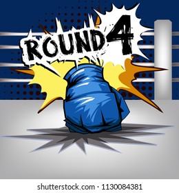 Punch boxing comic style and Blue corner with round:4