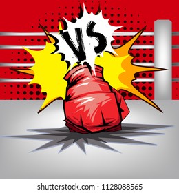 Punch boxing comic style and red corner with versus typing