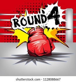 Punch boxing comic style and red corner with round:4