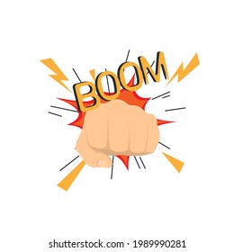 Punch. Cartoon boom, vector illustration